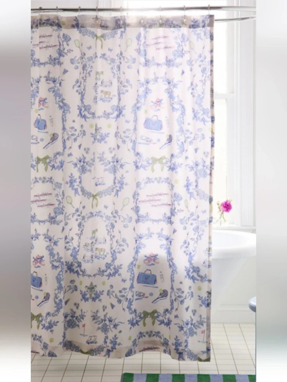 Urban Outfitters - NEW Preppy Toile Pattern Floral 72x72 Shower Curtain